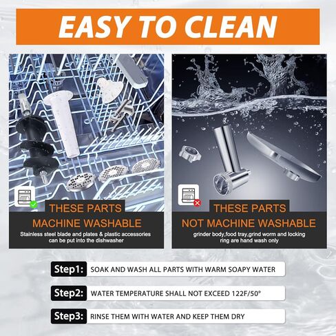 Upgraded Metal Food Meat Grinder Attachment for Kitchenaid Stand Mixer, KitchenAid Meat Grinder Attachments Including Sausage Stuffer & 4 Grinding Blades for Versatile Cooking in Kuwait