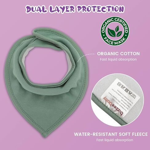 Bizzee Baby Bandana Drool المرايل Drool المرايل 100٪ قطن للجنسين بنين بنات متعددة الألوان مريلة الطفل مجموعة للتسنين in Kuwait