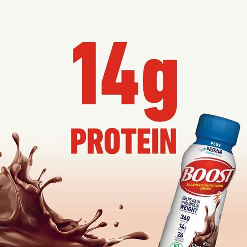 Boost Plus مشروب غذائي كامل، شوكولاتة غنية، 8 أونصة سائلة (عبوة من 24) in Saudi Arabia