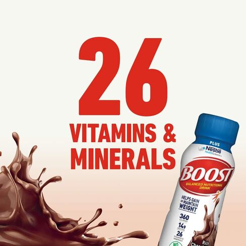 Boost Plus مشروب غذائي كامل، شوكولاتة غنية، 8 أونصة سائلة (عبوة من 24) in Saudi Arabia