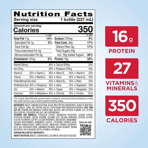 Ensure Plus Liquid Nutrition Shake with Fiber, 16 Grams of Protein & Ensure High Protein Nutritional Shake, 16g Protein, Meal Replacement Shakes in Saudi Arabia