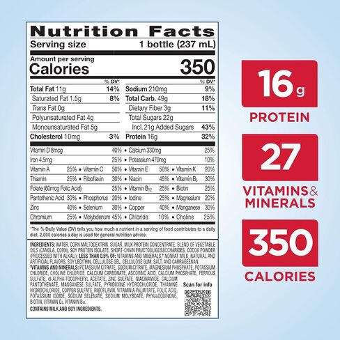 Ensure Plus Liquid Nutrition Shake with Fiber, 16 Grams of Protein & Ensure High Protein Nutritional Shake, 16g Protein, Meal Replacement Shakes in Saudi Arabia