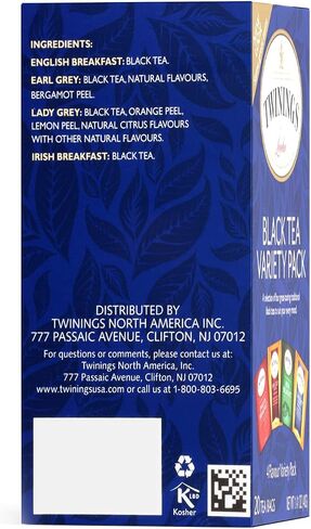 Twinings Black Tea Variety Pack with Earl Grey Tea, English Breakfast Tea, Irish Breakfast Tea, and Lady Grey Tea Bags, Individually Wrapped, 20 Count Ea (Pack of 3) in Saudi Arabia