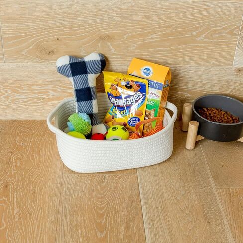 NaturalCozy 5-Piece Rectangle Storage Basket Set- Natural Cotton Rope Woven Baskets for Organizing! Small Basket for Montessori, Baby Nursery, Dog Toy Baskets, Cat Toy Box, Bathroom Organization Bin in Saudi Arabia