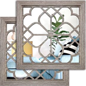 Wocred Set of 2 Rectangular Wall Mirror,Gorgeous Rustic Farmhouse Accent Mirror,Barn Wood Color Entry Mirror for Bathroom Renovation,Bedrooms,Living Rooms and More(11"x15") in Kuwait