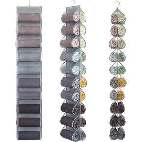 Fixwal Leggings Storage Organizer شنقا خزانة نظام منظم الملابس حامل الخزانات مع نظام خزانة مثبت - 40 مقصورة للسراويل الضيقة والقمصان وحمالات الصدر والجوارب والسراويل والمزيد 2 حزمة - رمادي in Saudi Arabia