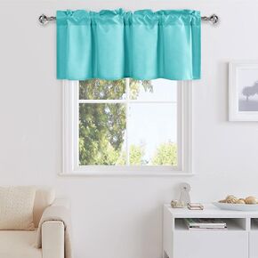 DWCN Valance Curtains for Living Room, Kitchen Valance Solid Short Topper - Room Darkening Curtain Valance, Rod Pocket Bathroom/Basement Curtain for Window Treatment, 1 Panel, 36 X 16 Inch, Grey in Saudi Arabia