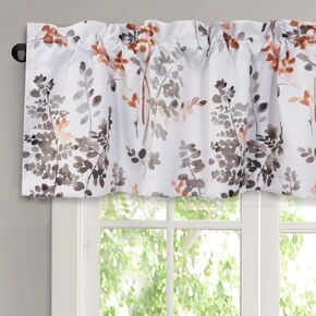 H.VERSAILTEX 100% Blackout Curtain Valances for Kitchen Windows/Living Room/Bedroom Camellia Floral Blackout Window Valances Thermal Insulated Valances for Windows, 52" x 18", 2 Panels, Grey in Kuwait