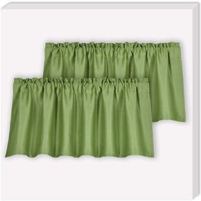 HUTO Energy Efficient Rod Pocket Curtains Valance for Windows Room Darkening Privacy Protection Valance 18 Inch Length for Bedroom Kitchen,Each is 52X18 Inch,Biscotti Beige,Single Panel