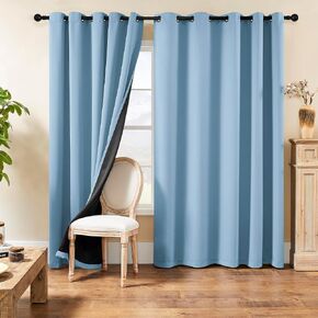 Rutterllow 100% Blackout Curtain Panels, Heat and Full Light Blocking Drapes with Grommets for Bedroom, Black Thermal Insulated Window Treatment Drapes for Living Room (Black, 2 Panels, 42 x 63 inch) in Saudi Arabia