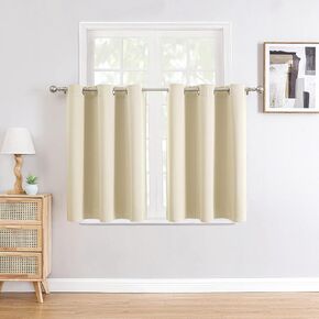 ChrisDowa Small Window Curtains 50 inches Long for Bedroom - Grommet Short Thermal Insulated Room Darkening Curtains for Kitchen (2 Panels, Dark Grey, 29 x 50 Inch) in Saudi Arabia