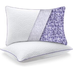 Memory Foam Pillows Standard Size Set of 2 Adjustable Cool Pillow for Side Back Stomach Sleepers Luxury Gel Pillow with Washable Cover in Saudi Arabia