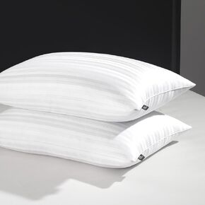 downluxe Goose Down Pillows - Hotel Collection Feather Pillows Set of 2 for Back, Stomach or Side Sleepers, Queen Size (20"x28")