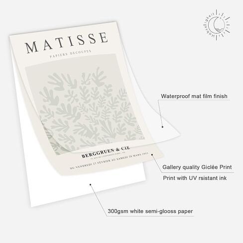 Habseligkeit Sage Green Master جدار الفن المطبوعات، مجردة ماتيس جدار الفن ملصقات المعرض، خمر فن بوهو المطبوعات الفنية، ديكور غرفة الرجعية لغرفة النوم الجمالية (8x10 بوصة، غير المؤطرة in Kuwait