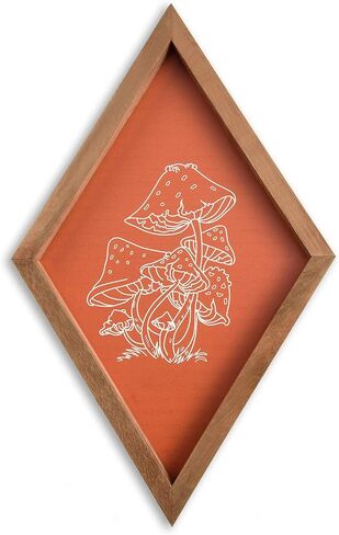 Wildflower Wall Art Wood Diamond Framed Botanical Wall Art, Minimalist Flower Print Wall Art for Rustic Vintage Farmhouse Bathroom Kitchen Wall Decor in Saudi Arabia