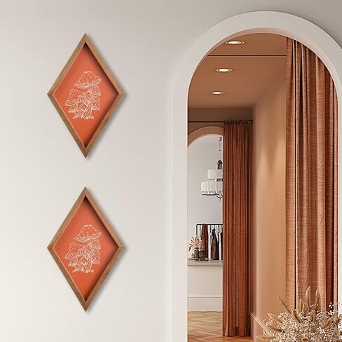 Wildflower Wall Art Wood Diamond Framed Botanical Wall Art, Minimalist Flower Print Wall Art for Rustic Vintage Farmhouse Bathroom Kitchen Wall Decor in Saudi Arabia