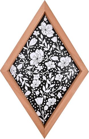 Wildflower Wall Art Wood Diamond Framed Botanical Wall Art, Minimalist Flower Print Wall Art for Rustic Vintage Farmhouse Bathroom Kitchen Wall Decor in Saudi Arabia