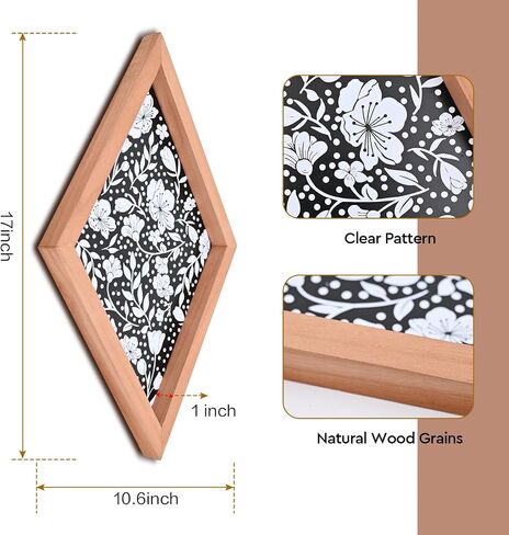 Wildflower Wall Art Wood Diamond Framed Botanical Wall Art, Minimalist Flower Print Wall Art for Rustic Vintage Farmhouse Bathroom Kitchen Wall Decor in Saudi Arabia