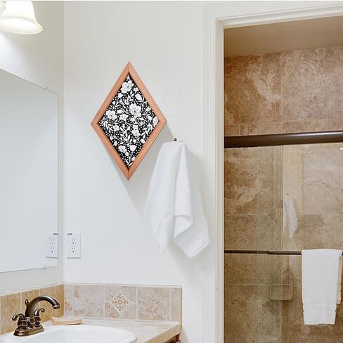 Wildflower Wall Art Wood Diamond Framed Botanical Wall Art, Minimalist Flower Print Wall Art for Rustic Vintage Farmhouse Bathroom Kitchen Wall Decor in Saudi Arabia