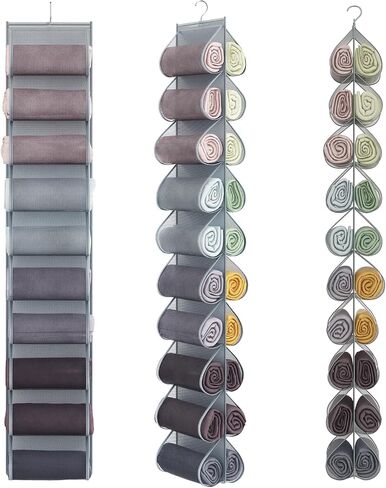 Fixwal Legging Storage Organizer Hanging Closet Organizer System Clothes Closets Holder with Mounted Closet System - 40 Compartments for Leggings, Shirts, Bras, Socks, Pants, and More 2 Pack - Grey in Saudi Arabia