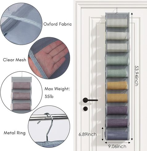 Fixwal Legging Storage Organizer Hanging Closet Organizer System Clothes Closets Holder with Mounted Closet System - 40 Compartments for Leggings, Shirts, Bras, Socks, Pants, and More 2 Pack - Grey in Saudi Arabia