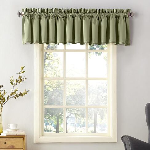 Sun Zero Barrow Energy Efficient Rod Pocket Curtain Valance Pair Sage Green 18 x 54 Inch (Pack of 2) in Kuwait