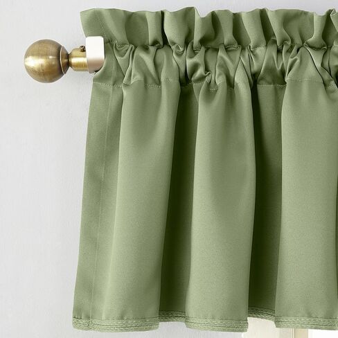 Sun Zero Barrow Energy Efficient Rod Pocket Curtain Valance Pair Sage Green 18 x 54 Inch (Pack of 2) in Kuwait