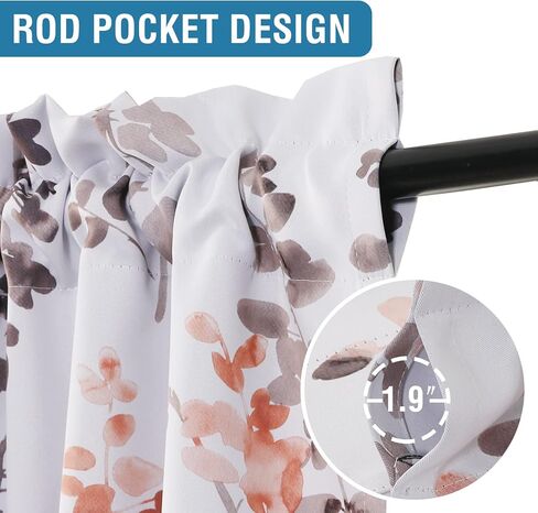 H.VERSAILTEX 100% Blackout Curtain Valances for Kitchen Windows/Living Room/Bedroom Camellia Floral Blackout Window Valances Thermal Insulated Valances for Windows, 52" x 18", 2 Panels, Grey in Kuwait