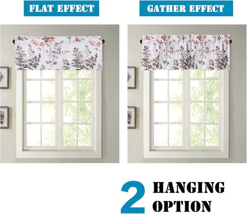 H.VERSAILTEX 100% Blackout Curtain Valances for Kitchen Windows/Living Room/Bedroom Camellia Floral Blackout Window Valances Thermal Insulated Valances for Windows, 52" x 18", 2 Panels, Grey in Kuwait