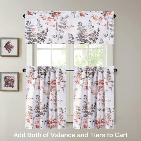 H.VERSAILTEX 100% Blackout Curtain Valances for Kitchen Windows/Living Room/Bedroom Camellia Floral Blackout Window Valances Thermal Insulated Valances for Windows, 52" x 18", 2 Panels, Grey in Kuwait