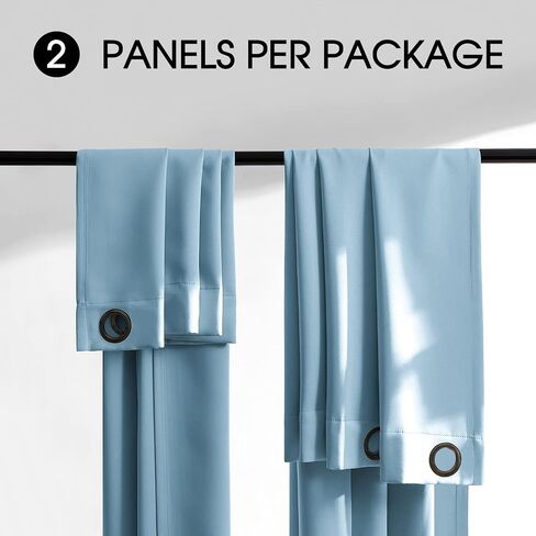 Rutterllow 100% Blackout Curtain Panels, Heat and Full Light Blocking Drapes with Grommets for Bedroom, Black Thermal Insulated Window Treatment Drapes for Living Room (Black, 2 Panels, 42 x 63 inch) in Kuwait