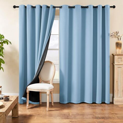 Rutterllow 100% Blackout Curtain Panels, Heat and Full Light Blocking Drapes with Grommets for Bedroom, Black Thermal Insulated Window Treatment Drapes for Living Room (Black, 2 Panels, 42 x 63 inch) in Kuwait