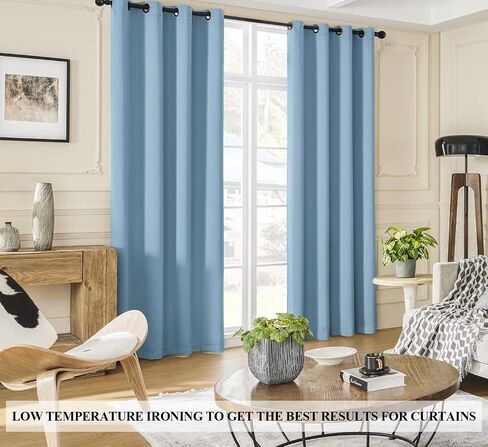 Rutterllow 100% Blackout Curtain Panels, Heat and Full Light Blocking Drapes with Grommets for Bedroom, Black Thermal Insulated Window Treatment Drapes for Living Room (Black, 2 Panels, 42 x 63 inch) in Kuwait