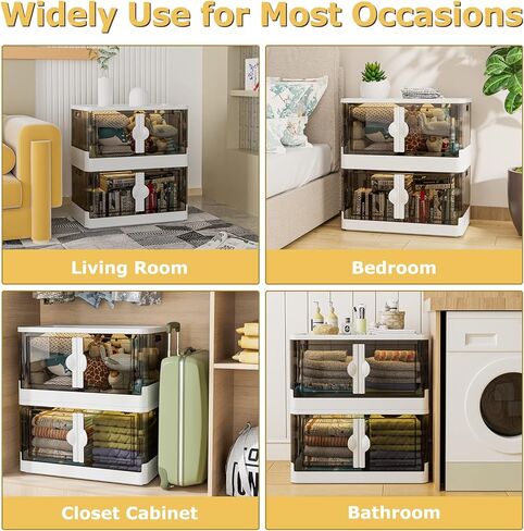 صناديق تخزين قابلة للطي مع أغطية من funlax، صناديق تخزين قابلة للطي وقابلة للتكديس سعة 8.2 جالون مع أبواب وعجلات، مجموعة صناديق تخزين قابلة للطي مكونة من 3 عبوات للخزانة وغرفة النوم والغسيل ومنظم الألعاب وتخزين المنزل in Kuwait