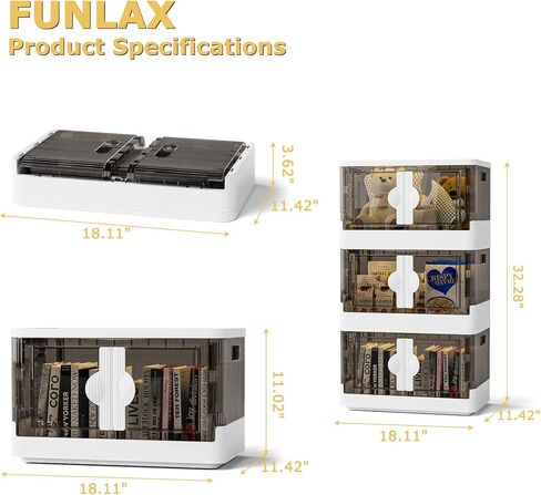 صناديق تخزين قابلة للطي مع أغطية من funlax، صناديق تخزين قابلة للطي وقابلة للتكديس سعة 8.2 جالون مع أبواب وعجلات، مجموعة صناديق تخزين قابلة للطي مكونة من 3 عبوات للخزانة وغرفة النوم والغسيل ومنظم الألعاب وتخزين المنزل in Kuwait