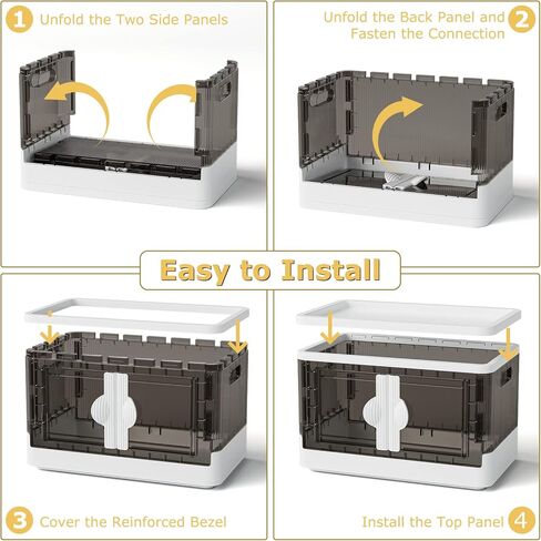 صناديق تخزين قابلة للطي مع أغطية من funlax، صناديق تخزين قابلة للطي وقابلة للتكديس سعة 8.2 جالون مع أبواب وعجلات، مجموعة صناديق تخزين قابلة للطي مكونة من 3 عبوات للخزانة وغرفة النوم والغسيل ومنظم الألعاب وتخزين المنزل in Kuwait