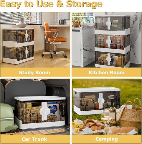 صناديق تخزين قابلة للطي مع أغطية من funlax، صناديق تخزين قابلة للطي وقابلة للتكديس سعة 8.2 جالون مع أبواب وعجلات، مجموعة صناديق تخزين قابلة للطي مكونة من 3 عبوات للخزانة وغرفة النوم والغسيل ومنظم الألعاب وتخزين المنزل in Kuwait