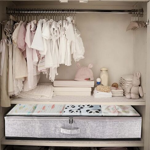Underbed Storage Containers Bin with Lids (Set of 2) Large Under Bed Storage Organizer with Handle, Foldable Under the Storage Bags for Organizing Clothes, Shoes, Blankets, Pillows-Grey in Saudi Arabia