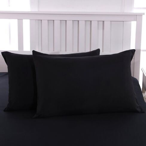 Mohap Zipper Pillowcase 4 Pieces Brushed Microfiber 1800 Hotel Quality Super Soft Pillow Cover No Shrinkage No Fade Pillow Protectors - Black, Queen in Kuwait