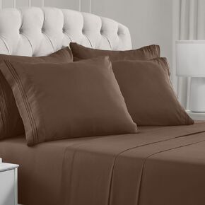 Mellanni Twin Sheets Set - 4 Piece Iconic Collection Bedding Sheets & Pillowcases - Luxury, Ultra Soft, Cooling Bed Sheets - Deep Pocket up to 16 inch - 4 PC (Twin, White w/Extra Pillow Case)