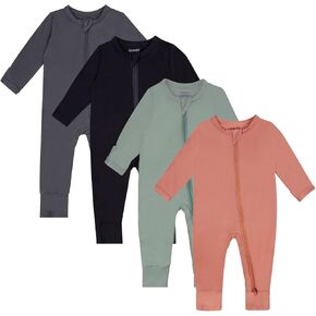 GUISBY Rayon Baby Pajamas with Mittens Cuffs, Long Sleeve Footless Snug Fits Sleepers 4-Pack in Kuwait