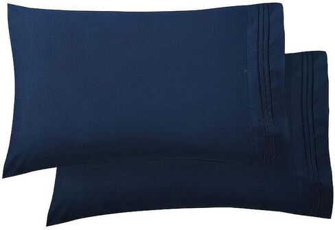 Elegant Comfort Luxury Ultra-Soft 2-Piece Pillowcase Set - 1500 Premium Hotel Quality Microfiber Double Brushed - Wrinkle Resistant, Standard/Queen, Quatrefoil Pattern, Black in Kuwait