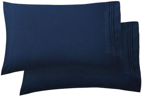 Elegant Comfort Luxury Ultra-Soft 2-Piece Pillowcase Set - 1500 Premium Hotel Quality Microfiber Double Brushed - Wrinkle Resistant, Standard/Queen, Quatrefoil Pattern, Black in Kuwait