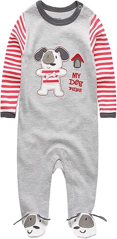 MAMIMAKA Baby Boys Girls Footies One-Piece Romper Long-Sleeve Jumsuit Cotton Newborn Clothes Set 3-Pack Baby Pajamas in Saudi Arabia