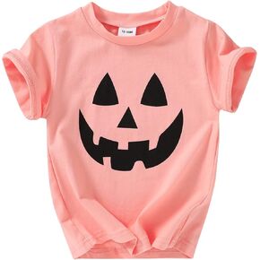 Toddler Baby Girl Boy Halloween T-Shirt Short Sleeve Tops Pumpkin Smile Face Fun Tee Clothes 1-5 Years in Saudi Arabia