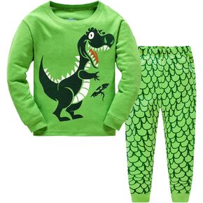 Little Boys Pajamas Fire Truck Kids Train 2 Piece Pjs Dinosaur Sleepwear Toddler Boy Clothes Sets 2-7 Years