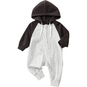 ملابس Doisbetthsay لحديثي الولادة من الأولاد والبنات، رومبير بقلنسوة وأكمام طويلة وسحاب، بدلة قطعة واحدة لطيفة in Kuwait