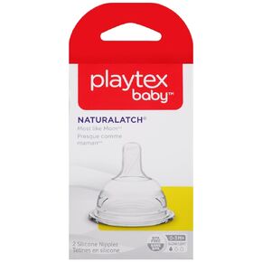 Playtex Baby Naturalatch Most like Mom Silicone Baby Bottle Nipples, Fast Flow, Pack of 2 Nipples (Compatible with all Playtex Baby Bottles)