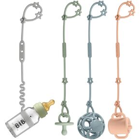 Toy Safety Straps, Silicone Sippy Cup Leash for Baby, Adjustable Stretchable Sippy Cup Straps, Sippy Bottles or Pacifier to Stroller, Highchair, Car Seat, Hanging Basket (A-Multi 4Pack)