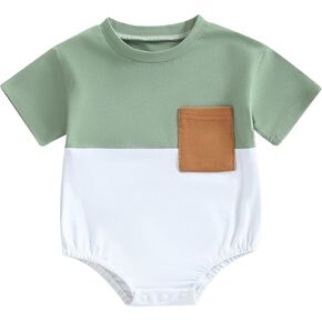 Fall Infant Boy Girl Bubble Romper Color Block Sweatshirt Onesie Oversized Bodysuit One Piece Outfit Cute Baby Clothes
